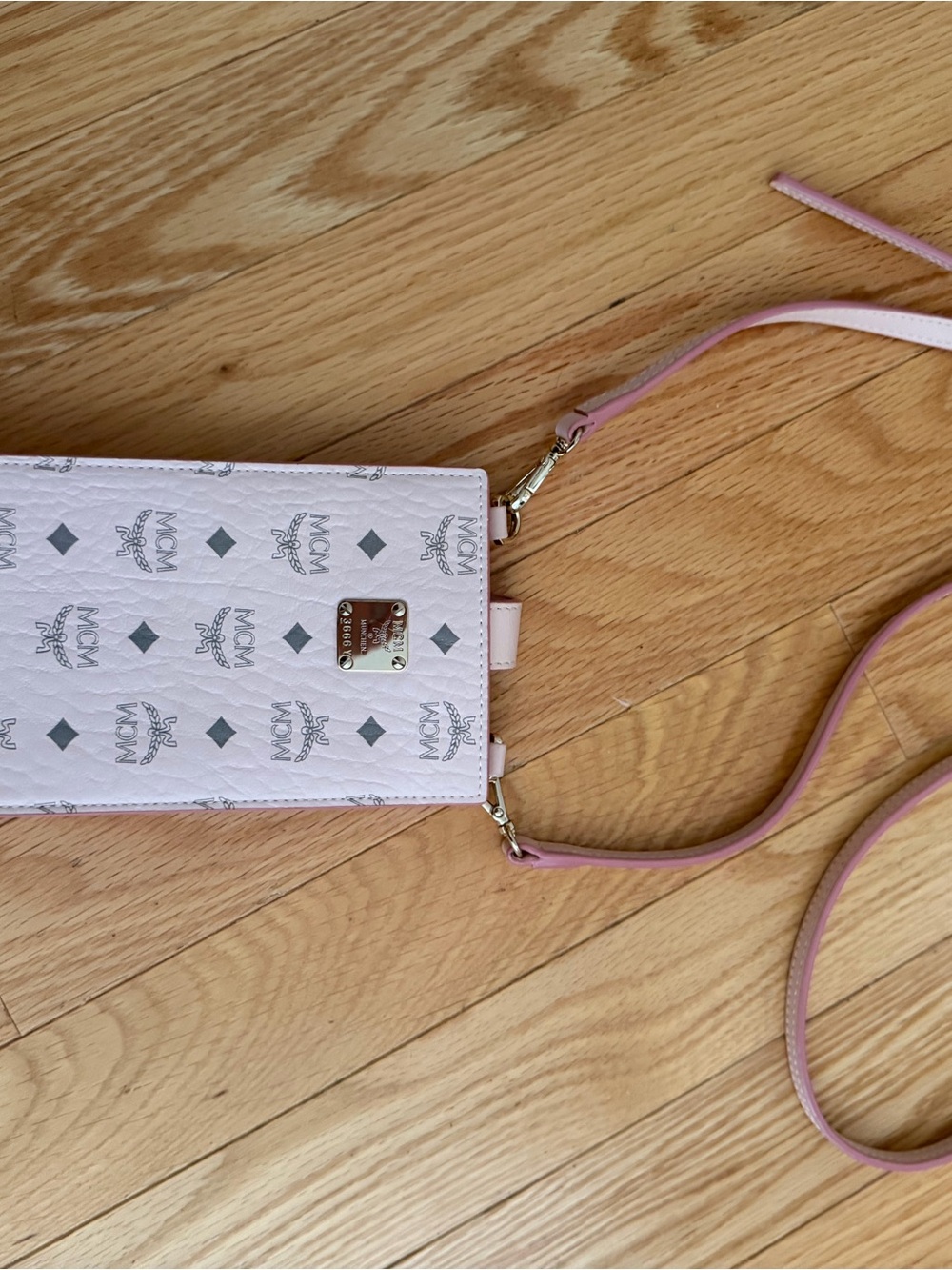 MCM Light Pink Logo Crossbody Wallet